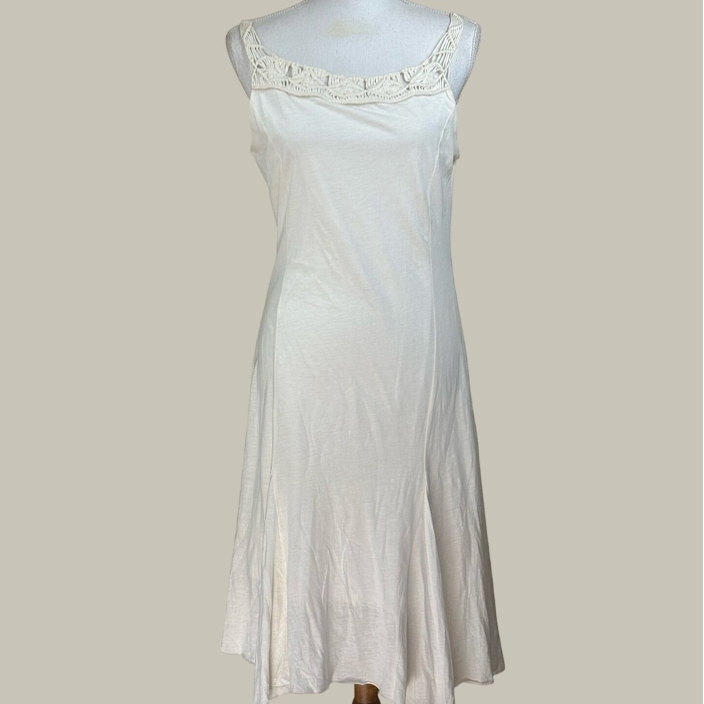 LRL Lauren Jeans Co Cream Cotton Macrame Dress NWT M Cottagecore Romantic